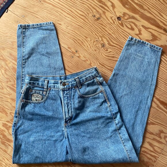 Vintage Manager Mocassino Denim Jeans Women 28 Light Wash High Rise Straight Leg - Picture 3 of 6